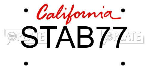 STAB77 California License Plate