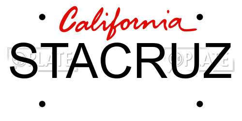 STACRUZ California License Plate