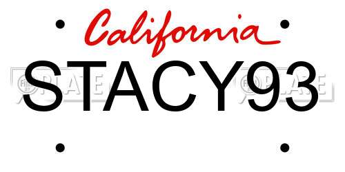STACY93 California License Plate