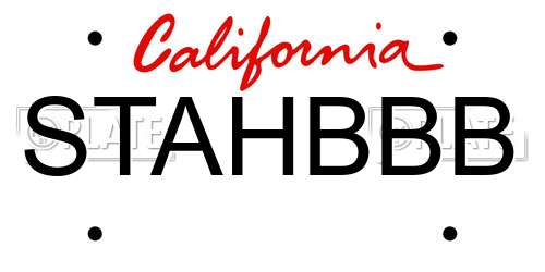 STAHBBB California License Plate