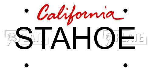 STAHOE California License Plate