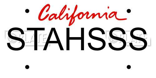 STAHSSS California License Plate