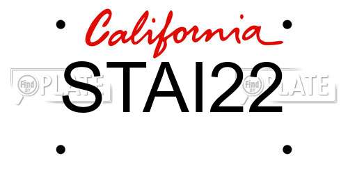 STAI22 California License Plate