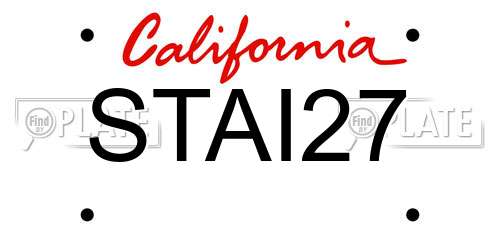 STAI27 California License Plate