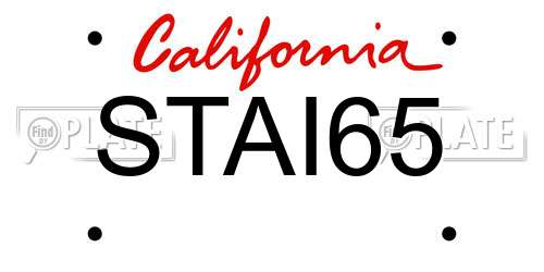 STAI65 California License Plate