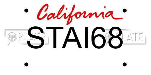 STAI68 California License Plate