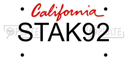 STAK92 California License Plate