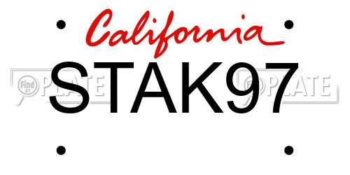 STAK97 California License Plate