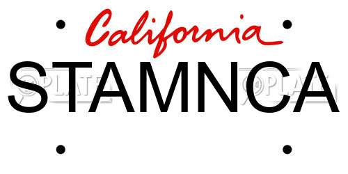 STAMNCA California License Plate