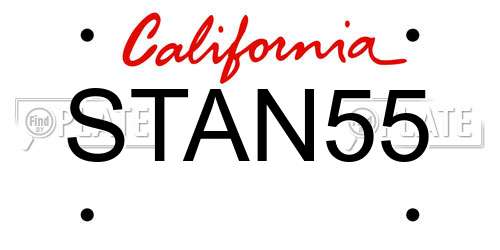 STAN55 California License Plate