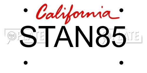 STAN85 California License Plate