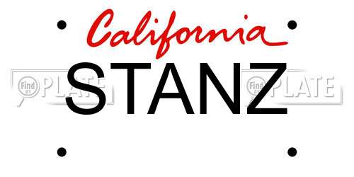 STANZ California License Plate