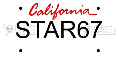 STAR67 California License Plate