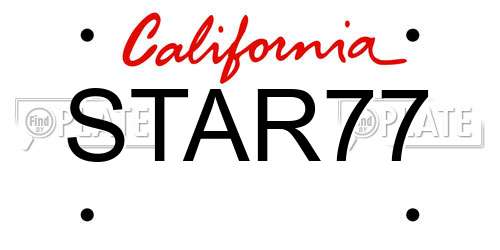 STAR77 California License Plate