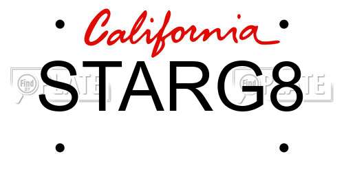 STARG8 California License Plate
