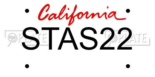 STAS22 California License Plate