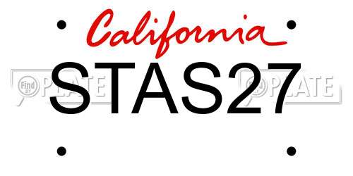 STAS27 California License Plate