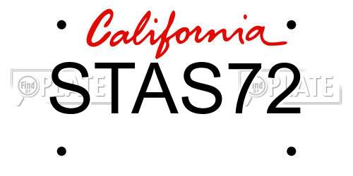 STAS72 California License Plate