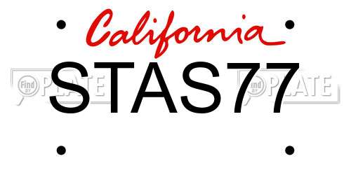 STAS77 California License Plate
