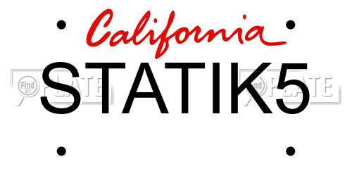 STATIK5 California License Plate