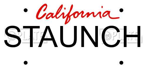 STAUNCH California License Plate