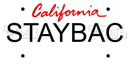 STAYBAC California License Plate