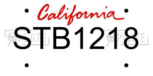 STB1218 California License Plate
