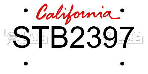 STB2397 California License Plate