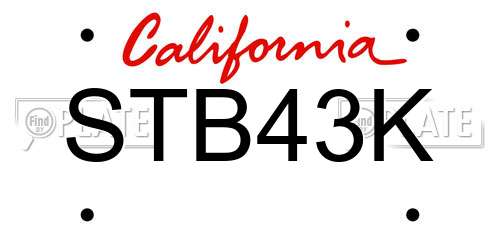 STB43K California License Plate