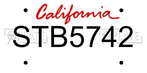 STB5742 California License Plate