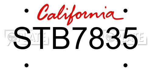 STB7835 California License Plate