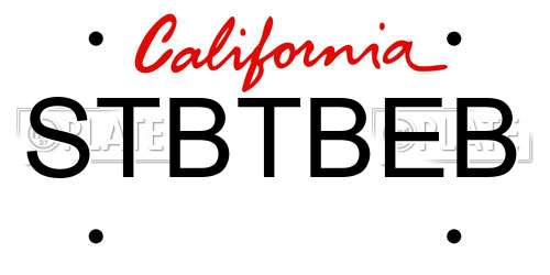 STBTBEB California License Plate