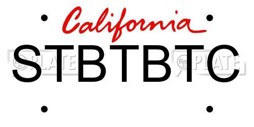 STBTBTC California License Plate