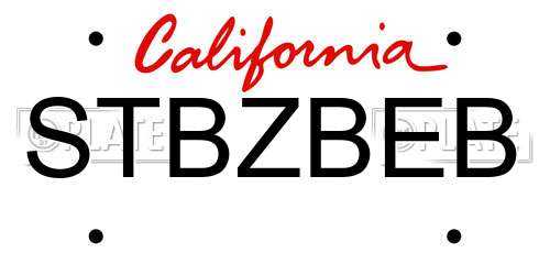 STBZBEB California License Plate