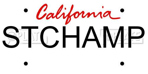 STCHAMP California License Plate