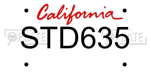 STD635 California License Plate