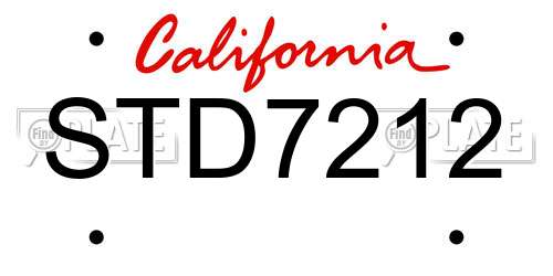 STD7212 California License Plate