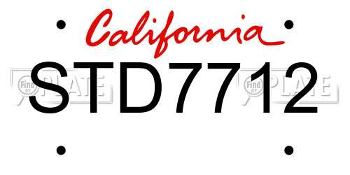 STD7712 California License Plate