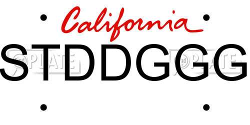 STDDGGG California License Plate