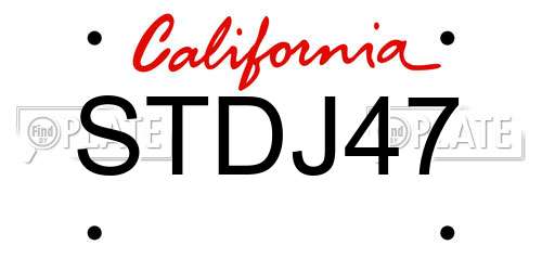 STDJ47 California License Plate