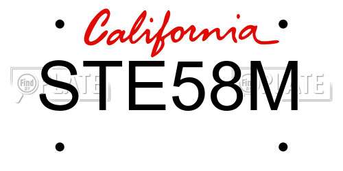 STE58M California License Plate