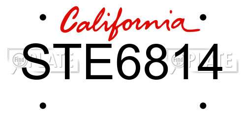 STE6814 California License Plate
