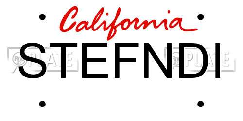 STEFNDI California License Plate