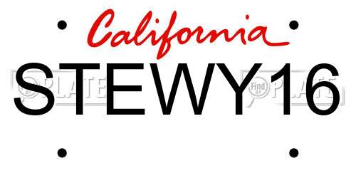 STEWY16 California License Plate