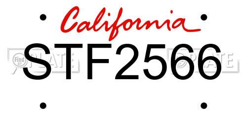 STF2566 California License Plate