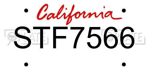 STF7566 California License Plate
