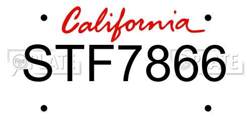 STF7866 California License Plate