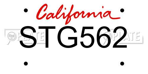 STG562 California License Plate