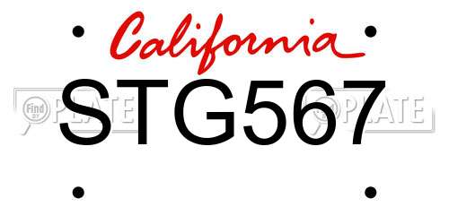 STG567 California License Plate