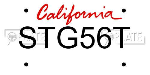 STG56T California License Plate